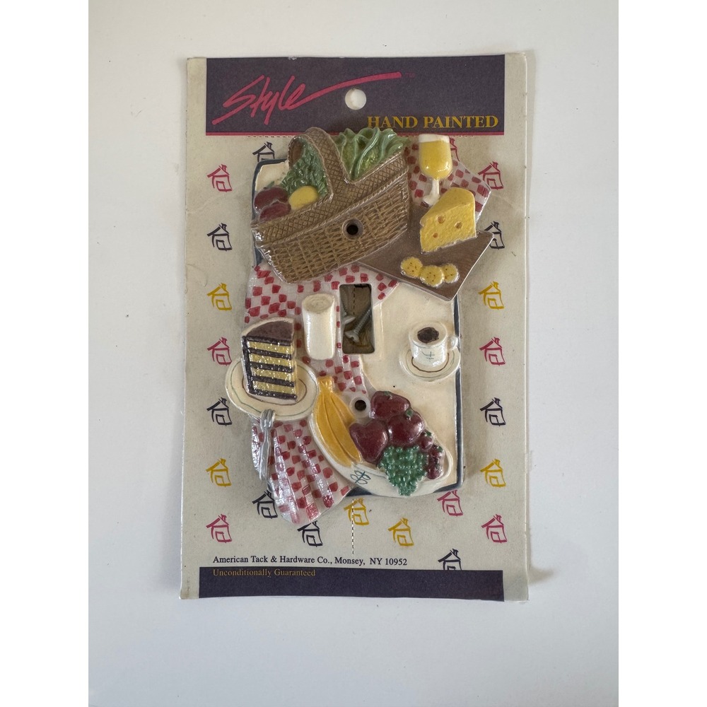 Vintage Style Hand Painted Picnic Kitchen Switch Plate Cover 3D Food Decor NEW